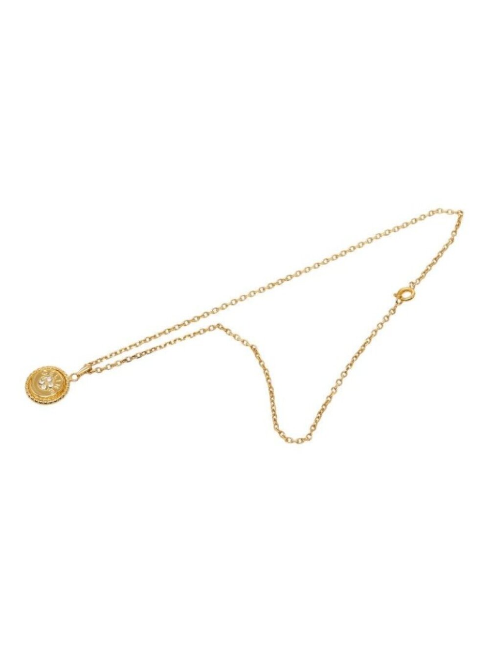 ★SOLD★ Celine Logo Chain Pendant Round Gold Rhinestone Plated - Picture 4 of 6
